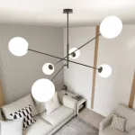 EMIBIG LINEAR 6 BLACK/OPAL Fekete Beltéri Függőlámpa E14 IP20 EB-1169-6
