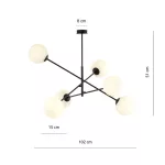 EMIBIG LINEAR 6 BLACK/OPAL Fekete Beltéri Függőlámpa E14 IP20 EB-1169-6