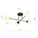 EMIBIG ROMA 4 BL OPAL Fekete Beltéri Mennyezeti lámpa E14 IP20 EB-1232-4