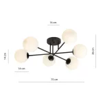 EMIBIG ROMA 6 BL OPAL Fekete Beltéri Mennyezeti lámpa E14 IP20 EB-1232-6