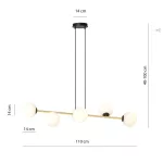 EMIBIG GRAVITY 6 BL OPAL Fekete Beltéri Függőlámpa E14 IP20 EB-1241-6