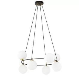   EMIBIG AZURA 8 BL OPAL Fekete Beltéri Függőlámpa E14 IP20 EB-1295-8