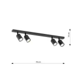 EMIBIG FLASH 4 BLACK Fekete Beltéri Mennyezeti lámpa GU10 IP20 EB-1312-4
