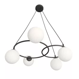   EMIBIG LIBRA 5 BL OPAL Fekete Beltéri Függőlámpa E14 IP20 EB-1379-5