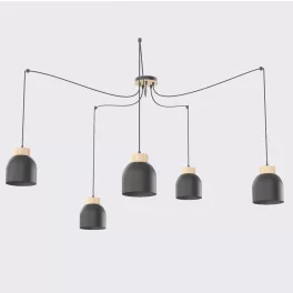   EMIBIG KRU 5 BLACK Fekete Beltéri Függőlámpa E27 IP20 EB-1626-5