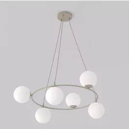   EMIBIG AZURA 6 MOKKA OPAL Bézs Beltéri Függőlámpa E14 IP20 EB-1637-6