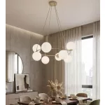 EMIBIG AZURA 8 MOKKA OPAL Bézs Beltéri Függőlámpa E14 IP20 EB-1637-8