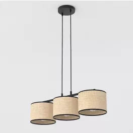   EMIBIG ECO 3 BL RATTAN Fekete Beltéri Függőlámpa E27 IP20 EB-1654-3