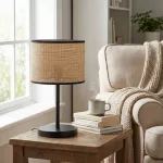 EMIBIG ECO LN1 BL RATTAN Fekete Beltéri Asztali lámpa E27 IP20 EB-1654-LN1