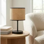 EMIBIG ECO LN1 BL RATTAN Fekete Beltéri Asztali lámpa E27 IP20 EB-1654-LN1