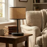 EMIBIG ECO LN1 BL RATTAN Fekete Beltéri Asztali lámpa E27 IP20 EB-1654-LN1