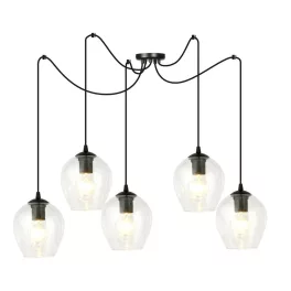   EMIBIG LEVEL 5 BL TRANSPARENT Fekete Beltéri Függőlámpa E27 IP20 EB-756-5