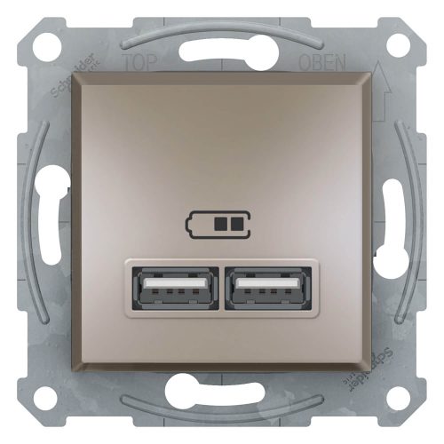 Schneider ASFORA Dupla USB töltő, 2.1A, A+A, bronz EPH2700269
