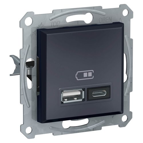 Schneider ASFORA Dupla USB töltő, 2.4A, A+C, antracit EPH2700371