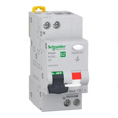 EASY9 PRO Áramvédős kismegszakító, A osztály, 1P-N, C, 6A, 30mA Fí-relé EZ9D55606 Schneider