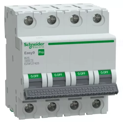 EASY9 PRO Kismegszakító, 4P, B, 25A 4 pólusú EZ9F27425 Schneider