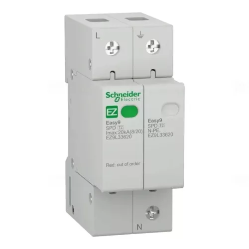 EASY9 PRO Túlfeszültség-korlátozó, T2, 20kA, 1P-N EZ9L33620 Schneider