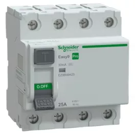   EASY9 PRO Áram-védőkapcsoló, A osztály, 4P, 25A, 30mA Fí-relé EZ9R49425 Schneider