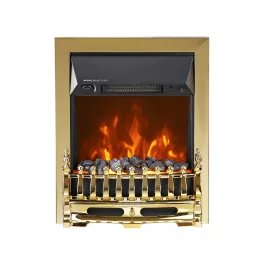   HOME FKK25G szabadon álló elektromos látványkandalló, max. 2000 W, LED lángeffekt, 2 fokozat, mechanikus vezérlés, arany díszítés