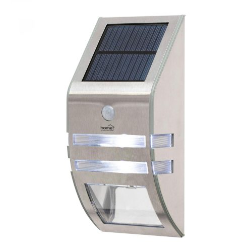Home FLP30SOLAR napelemes LED lámpa, 30 lm, PIR mozgásérzékelő, 3-5m, 2 db hidegfehér SMD LED, energiatakarékos, fém + műanyag, IP44, FLP30SOLAR