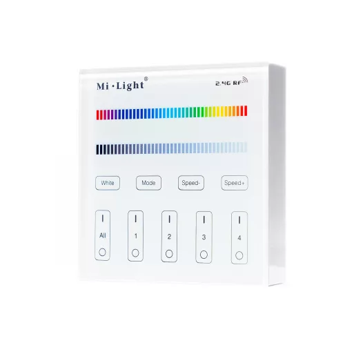 MiLight FUTB3 RGB+W 4 zónás fali vezérlő, távirányító 3V Elemes, Mi-Light Smart panel, fehér