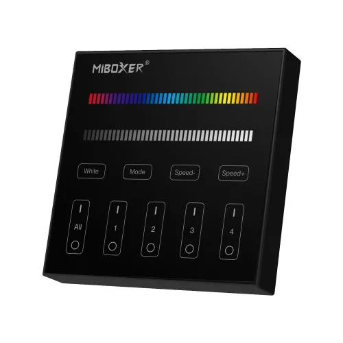 MiLight FUTB3B RGB+W 4 zónás fali vezérlő, távirányító 3V Elemes, Mi-Light Smart panel, fekete