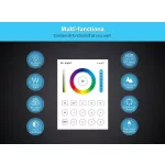MiLight FUTB8 RGB+CCT 8 zónás fali vezérlő távirányító 3V Elemes, Mi-Light Smart panel
