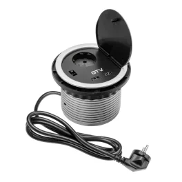   GTV ASZTALBA SÜLLYESZTHETŐ IRODAI ELOSZTÓ, IP20, 1x230v, 2xUSB TÖLTŐ(5V, 2,1A), EZÜST, GTV-AE-BPW1S2UCH-80