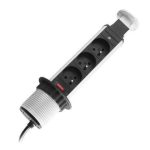 GTV ASZTALBA SÜLLYESZTHETŐ IRODAI ELOSZTÓ, IP20, 3x230V, EZÜST, ÁTM: 60 MM, 1,5M KÁBELLEL, GTV-AE-BPW3S60-80