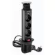 GTV ASZTALBA SÜLLYESZTHETŐ IRODAI ELOSZTÓ, IP20, 3x230V, 2xUSB A, FEKETE, ÁTM: 60 MM,1,5M KÁBELLEL, GTV-AE-BPW3S60U-20