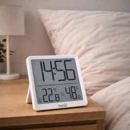   HOME HC17 páratartalom és hőmérséklet mérő ébresztőóra, prémium LCD kijelzővel, hűtőszekrényre, bútorra, falra helyezhető