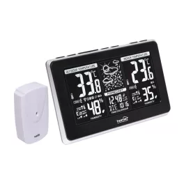   Home HCW 25 időjárás-állomás külső jeladóval, negatív, fehér LCD kijelző, beltéri hőmérséklet és páratartalom, digitális óra, naptár, HCW_25