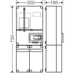 HENSEL BASIC HB3000FFD fogyasztásmérő szekrény, 1 vagy 3 fázisú mérő számára, földkábeles csatlakozásra 300x750x185mm