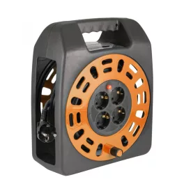   Home HJR 3-20 kábeldob, 20 m, IP20 kivitel, műanyag tartó, H05VV-F 3G1,0 mm2 kábel, max. 2300 W, védőkapcsoló, 4 védőérintkezős aljzat, HJR_3-20
