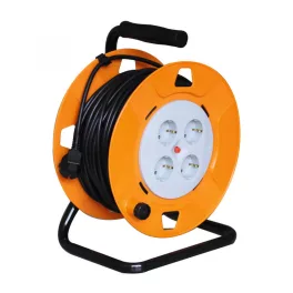   Home HJR 4-50 kábeldob, 50 m, IP20 kivitel, fém talp, H05VV-F 3G1,5 mm2 kábel, max. 3000 W, védőkapcsoló, 4 védőérintkezős aljzat, HJR_4-50