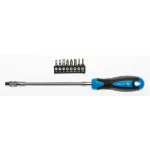 Högert Flexibilis szárú csavarhúzó cserélhető BIT fejekkel, 1/4", 180mm, CrV, 8db BIT (PH1, PH2, PH3, T1 HT1S090