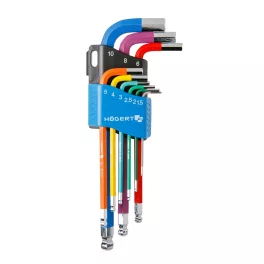   Högert Imbuszkulcs készlet, színkódolással, gömb alakú vég, 9 db-os, 1,5-től 10 mm-es méretig HT1W806