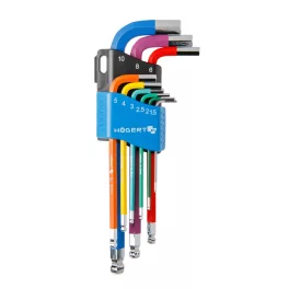   Högert Imbuszkulcs készlet, színkódolással, gömb alakú vég, 9 db-os, 1,5-től 10 mm-es méretig HT1W806