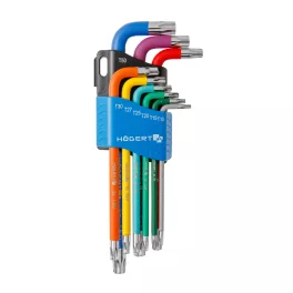   Högert TORX kulcskészlet, színkódolással, S2 acél, T10 és T50 közötti méret  9 db / blister HT1W817