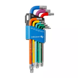   Högert TORX kulcskészlet, színkódolással, S2 acél, T10 és T50 közötti méret  9 db / blister HT1W817