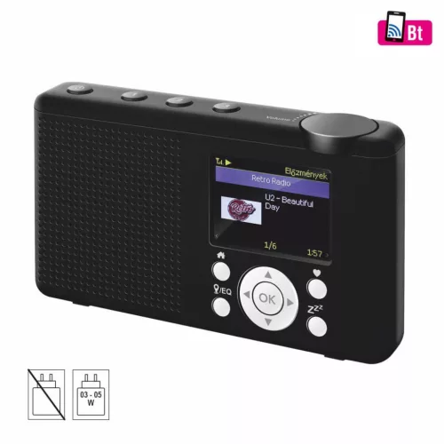 SAL INR 3000 internetrádió, 4 in 1, 2 W hangszóró, világrádió, FM RDS, BT, Média Center hálózati zenetár, EQ, INR_3000