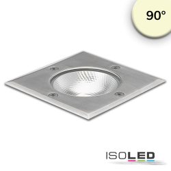   ISOLED LED padlóba süllyesztett lámpa, szögletes, rozsdamentes acél, IP67, 7W COB, 90°, meleg fehér 112214