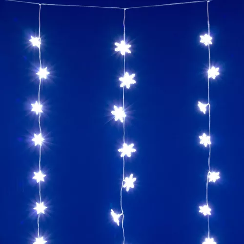 HOME KAF50WH LED-es hópehely fényfüggöny, 1,35 m, 50 db hidegfehér LED, hálózati tápellátás, beltéri kivitel
