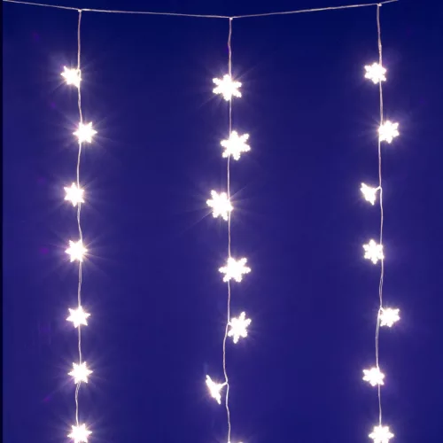 HOME KAF50WW LED-es hópehely fényfüggöny, 1,35 m, 50 db melegfehér LED, hálózati tápellátás, beltéri kivitel