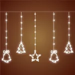 Home KAF 11/WH micro LED-es figurás fényfüggöny, 2 m / 186 db hidegfehér LED, harang / fenyő / csillag figurákkal, hálózati adapter, kül- és beltéri kivitel, KAF_11_WH