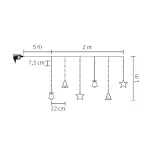 Home KAF 11/WH micro LED-es figurás fényfüggöny, 2 m / 186 db hidegfehér LED, harang / fenyő / csillag figurákkal, hálózati adapter, kül- és beltéri kivitel, KAF_11_WH