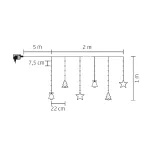 Home KAF 11/WH micro LED-es figurás fényfüggöny, 2 m / 186 db hidegfehér LED, harang / fenyő / csillag figurákkal, hálózati adapter, kül- és beltéri kivitel, KAF_11_WH