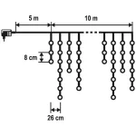 LED-es jégcsap fényfüggöny, 8 programos, 10m, IP44, 230V, KAF_200L_10M_M