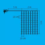 Home KAF 210LC LED-es fényfüggöny, 2x1 m / 210 db hidegfehér LED, fehér vezeték, állófényű, hálózati adapter, kül- és beltéri kivitel, KAF_210LC