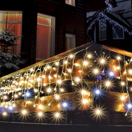   Home KAF 300L 5M LED-es sziporkázó fényfüggöny, 5 m / 300 db sziporkázó melegfehér LED, fehér vezeték, hálózati adapter, kül- és beltéri kivitel, KAF_300L_5M